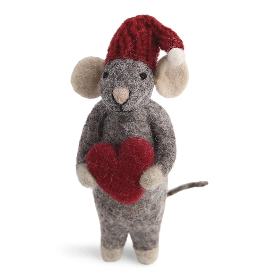 Grey Mouse with Heart