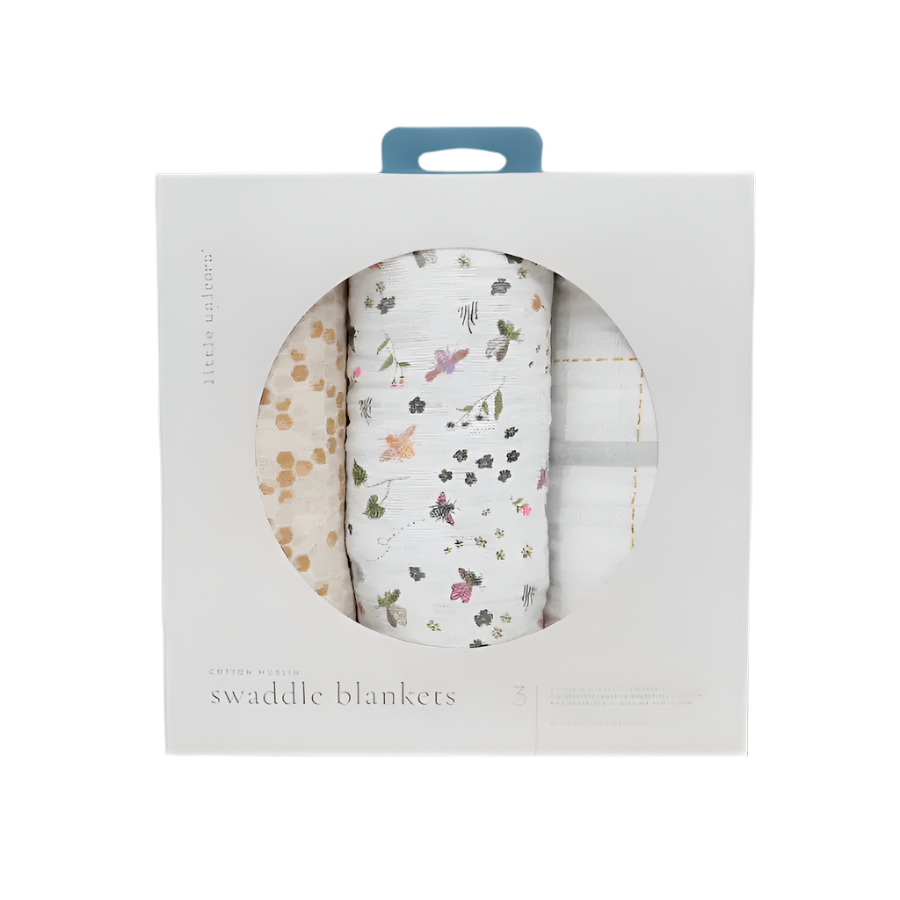 Cotton Muslin Swaddle 3 Pack - Bees