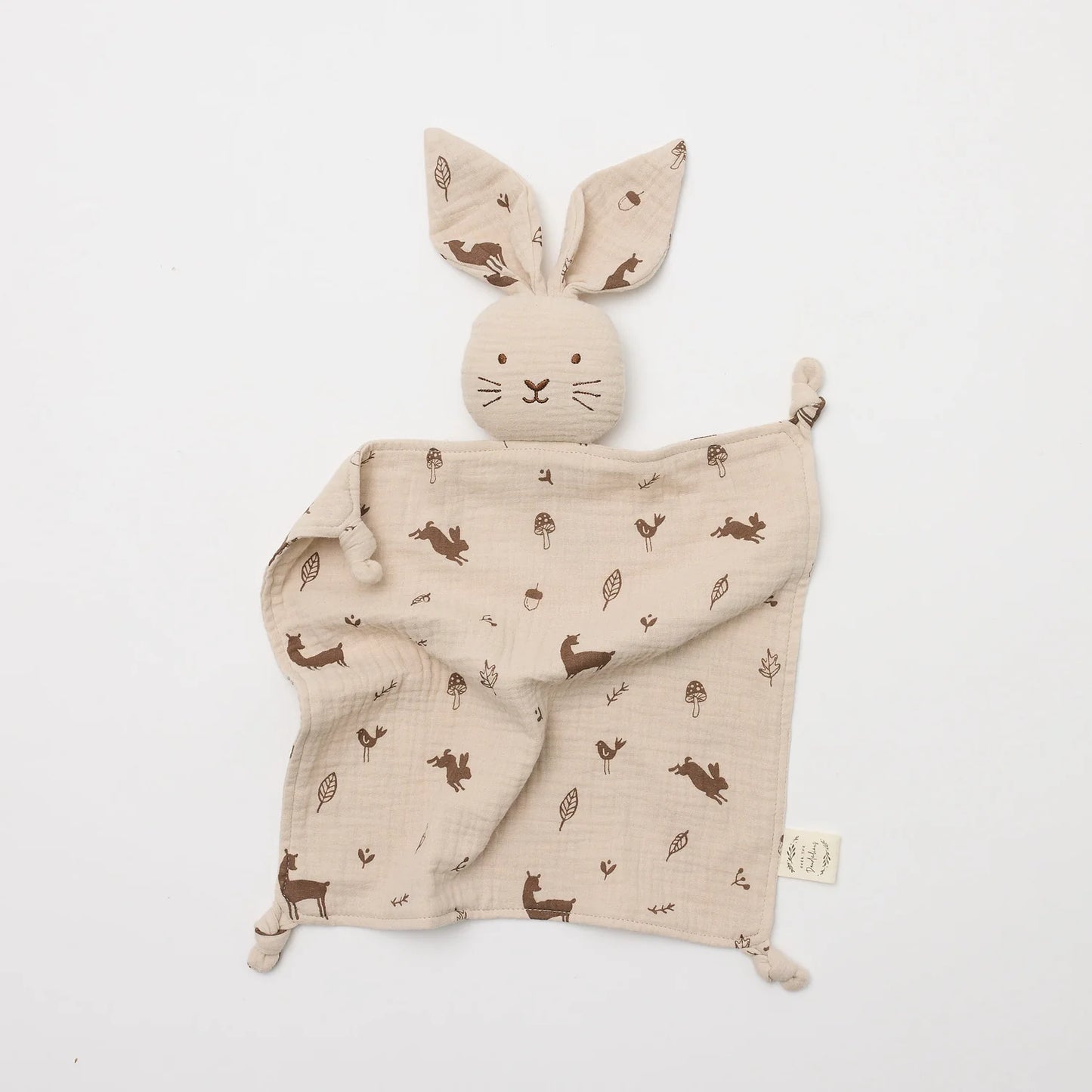 Organic Muslin Bunny Lovey with Woodlands Print