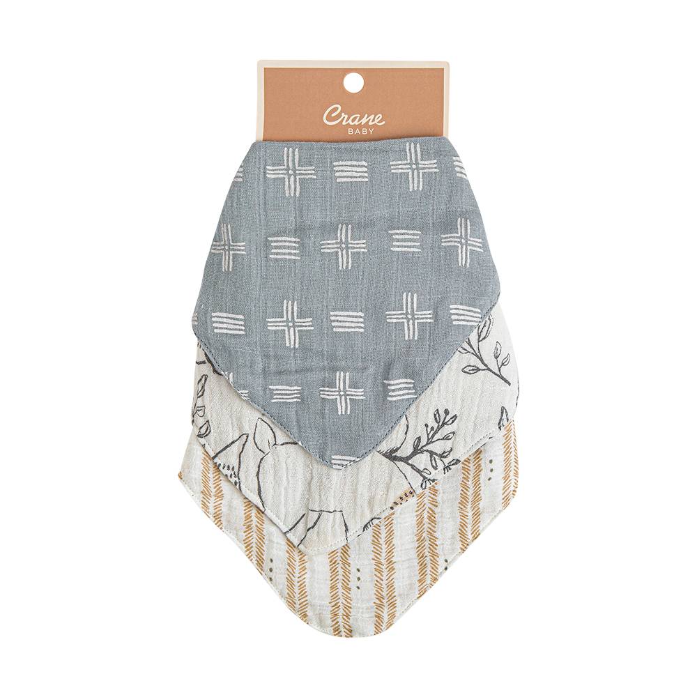 Cotton Muslin Bib 3 Pack - Woodland Animal