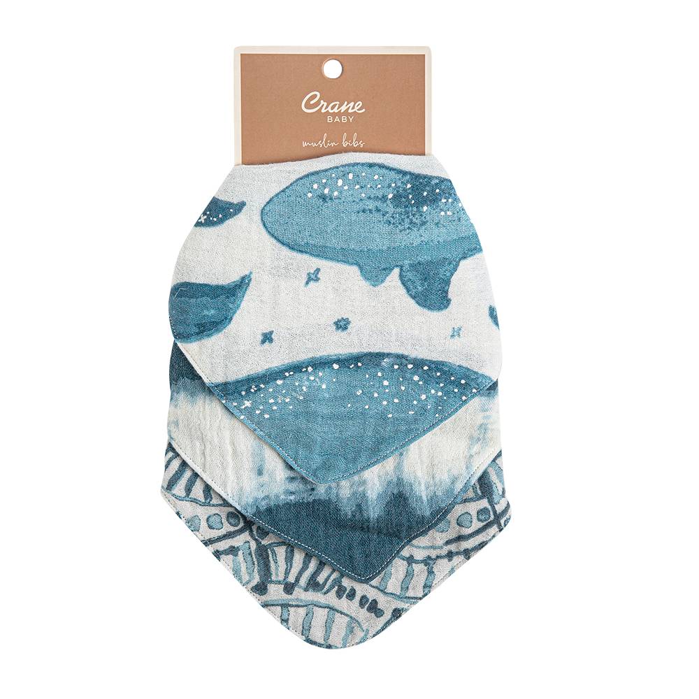 Cotton Muslin Bib 3 Pack - Whales