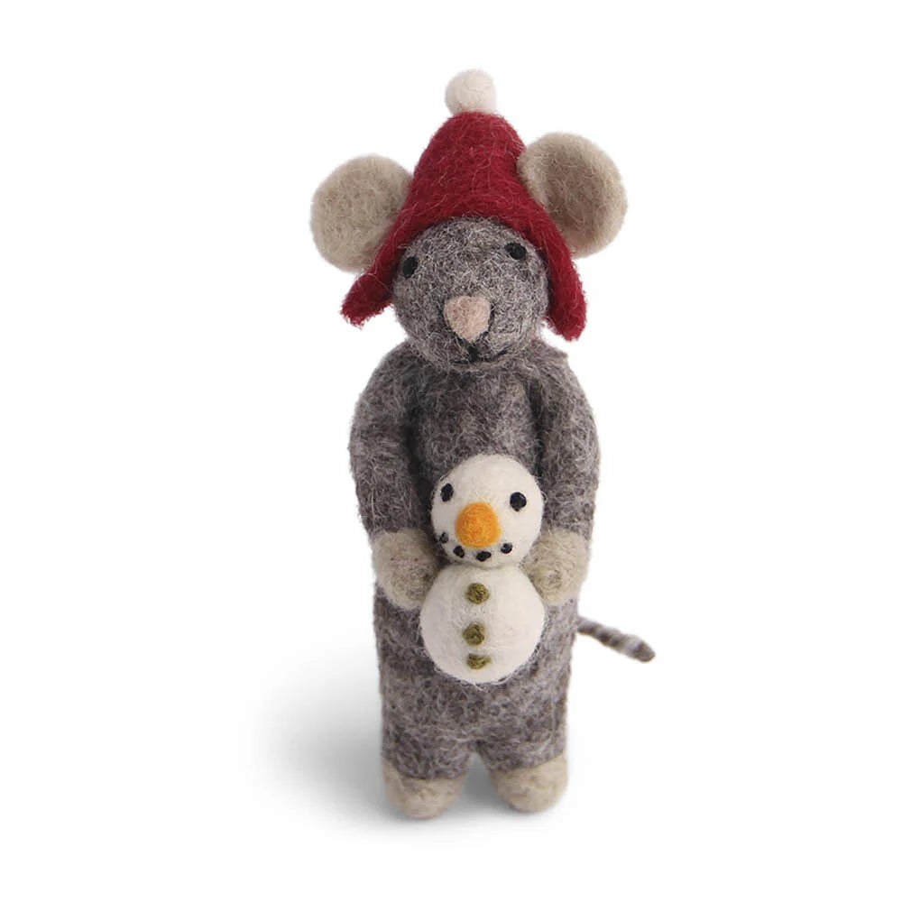 Grey Mouse with Snowman
