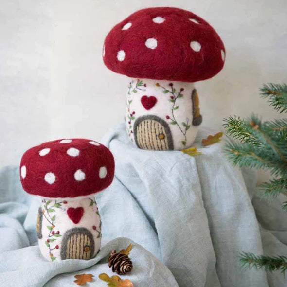 Embroidered Felt Mushroom House Large