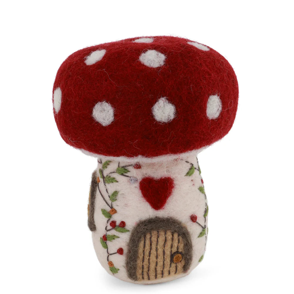 Embroidered Felt Mushroom House Medium