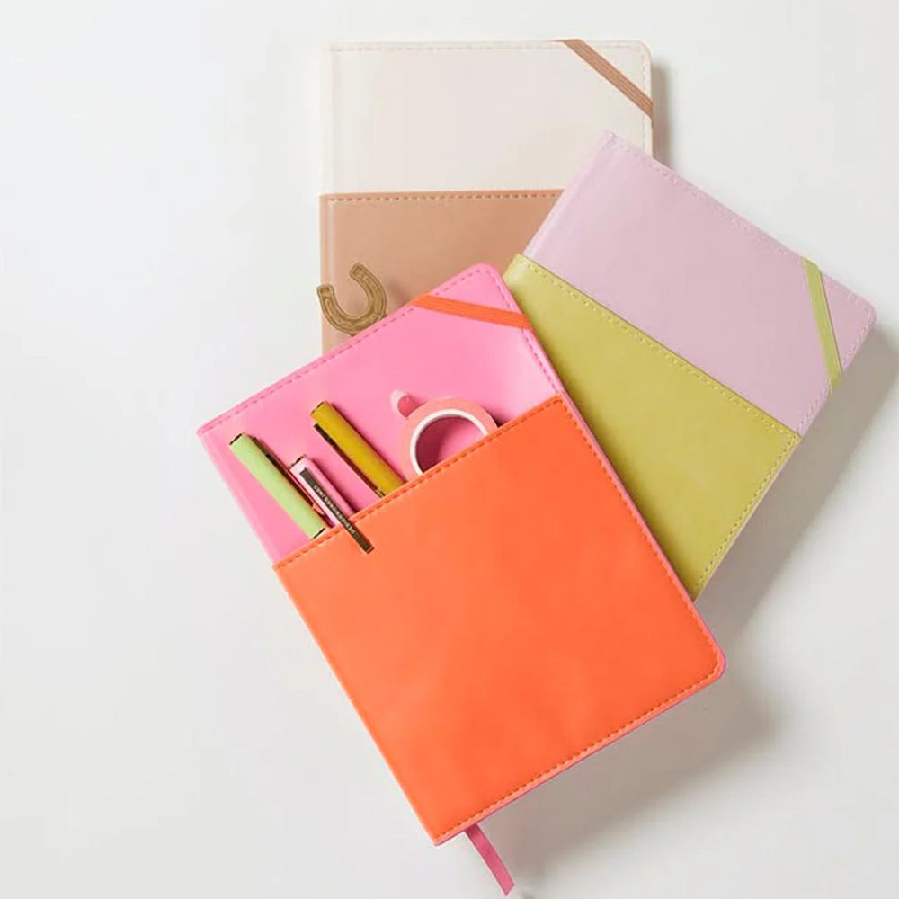 Vegan Leather Pocket Journal Pink & Chilli