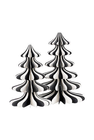 Black & White Paper Xmas Tree 20.5cm