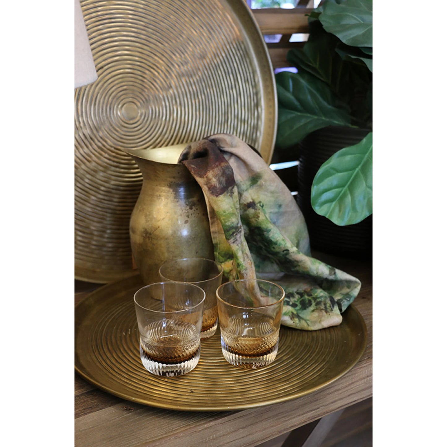 Calypso Round Antique Brass Finish Tray - 45cm