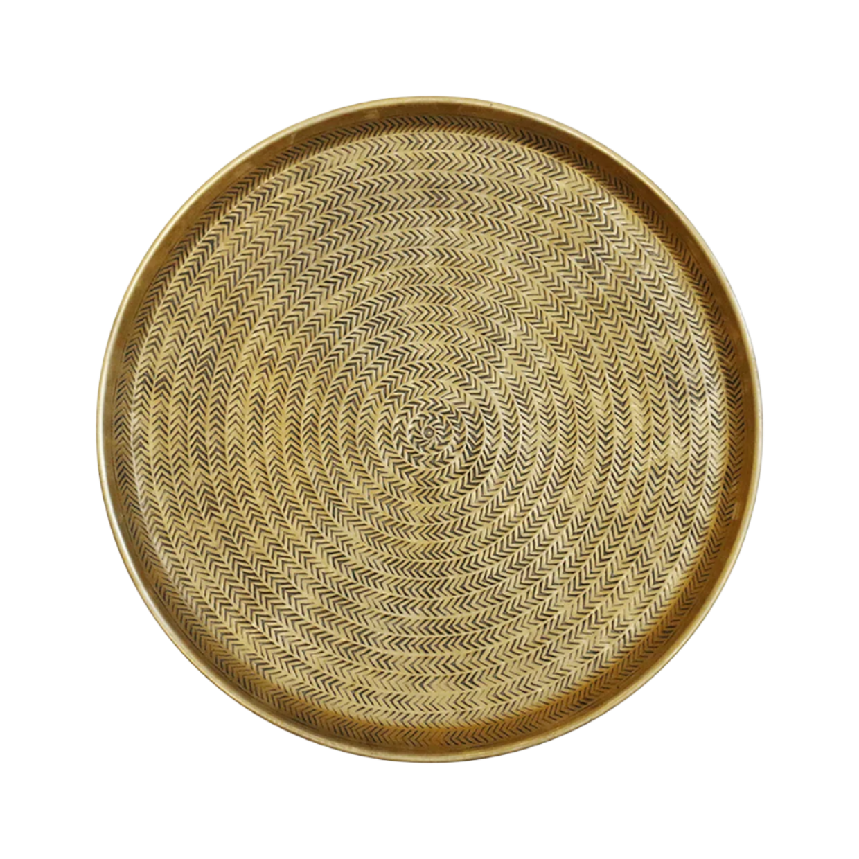 Ravello Round Antique Brass Finish Tray - 46cm