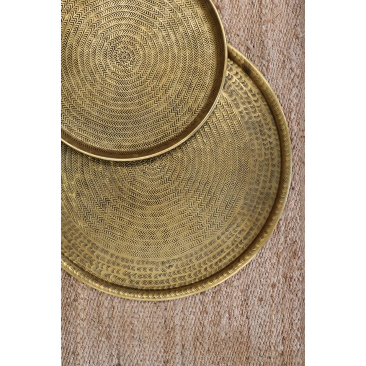 Ravello Round Antique Brass Finish Tray - 46cm