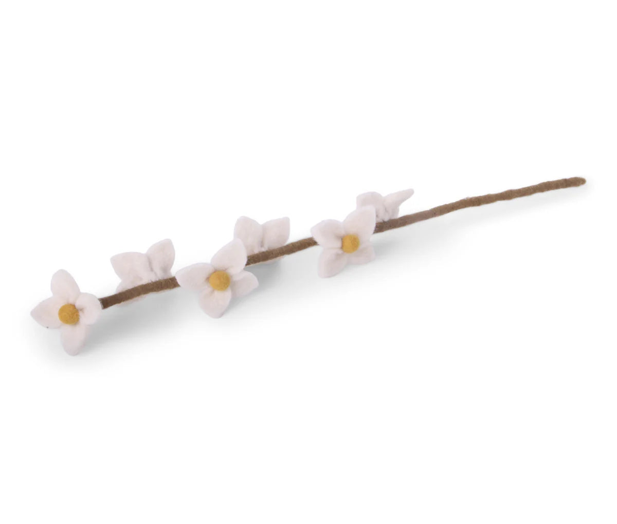 Felt Flowers on Stalk | White