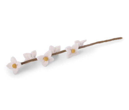 Felt Flowers on Stalk | White