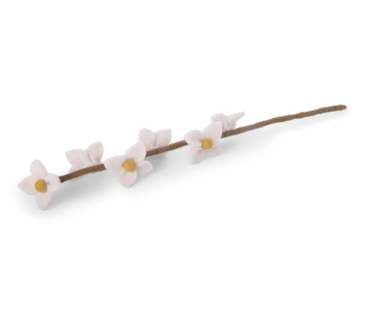 Felt Flowers on Stalk | White