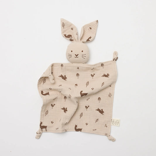 Organic Muslin Bunny Lovey with Woodlands Print