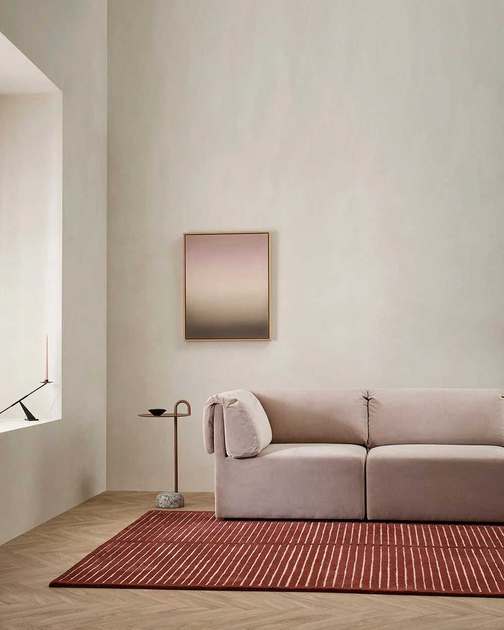 Marlow NZ Wool Floor Rug | Burgundy Wine & Pale Pink