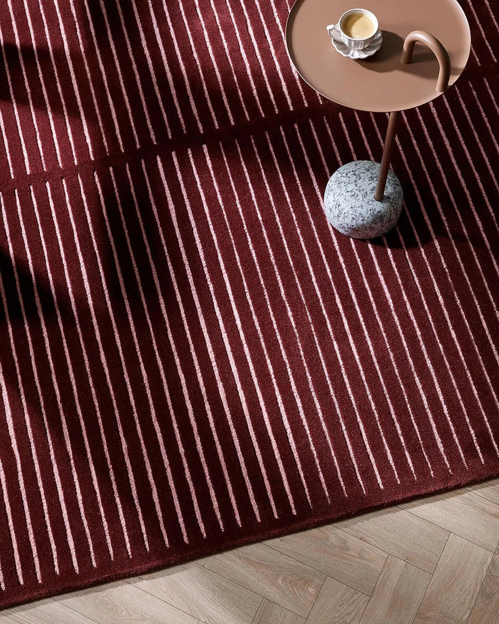 Marlow NZ Wool Floor Rug | Burgundy Wine & Pale Pink