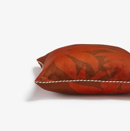 Fleur Orange Linen Cushion