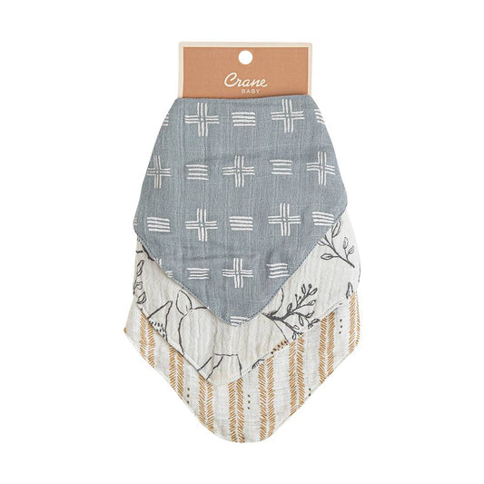 Cotton Muslin Bib 3 Pack - Woodland Animal