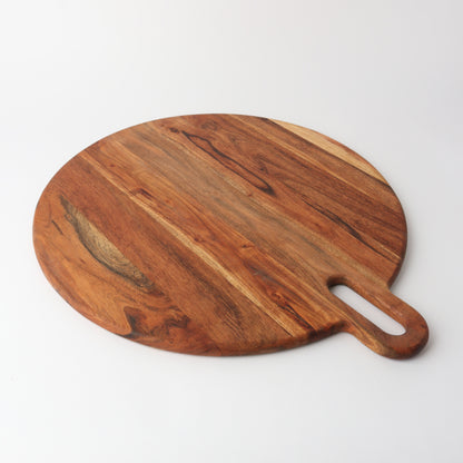 Large Round Handled Platter in Acacia Wood