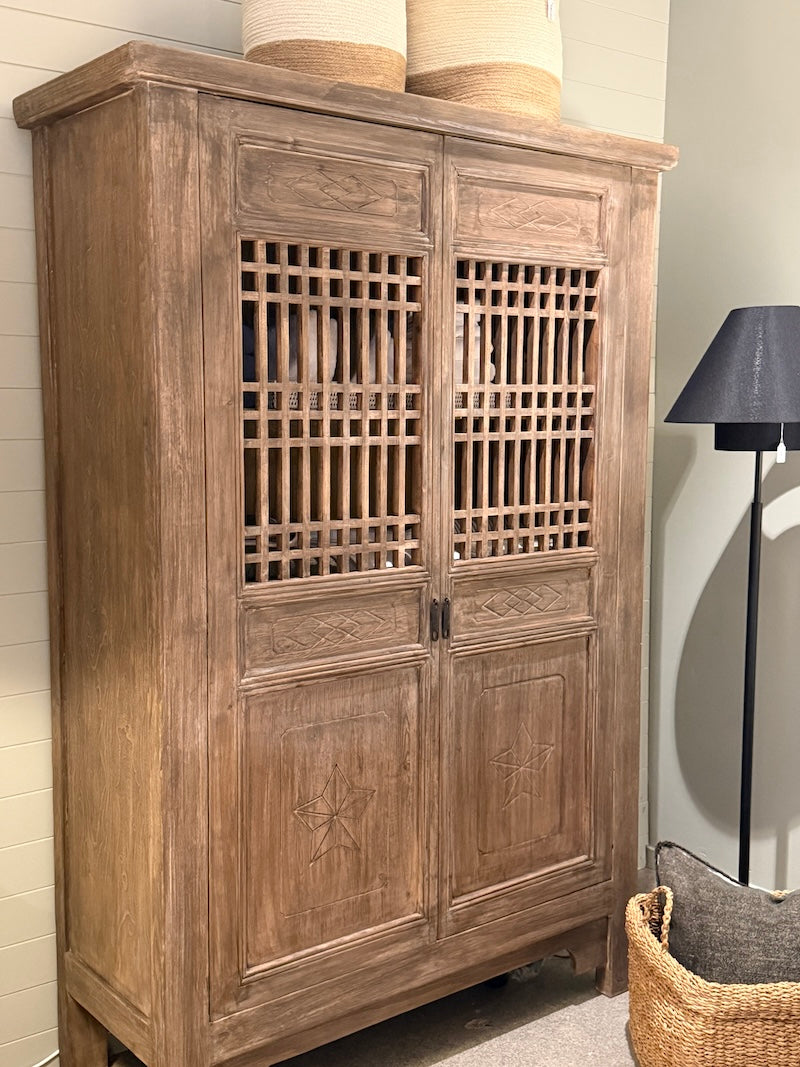 Drift Reclaimed Elm Carved 2 Door Cabinet