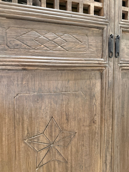 Drift Reclaimed Elm Carved 2 Door Cabinet