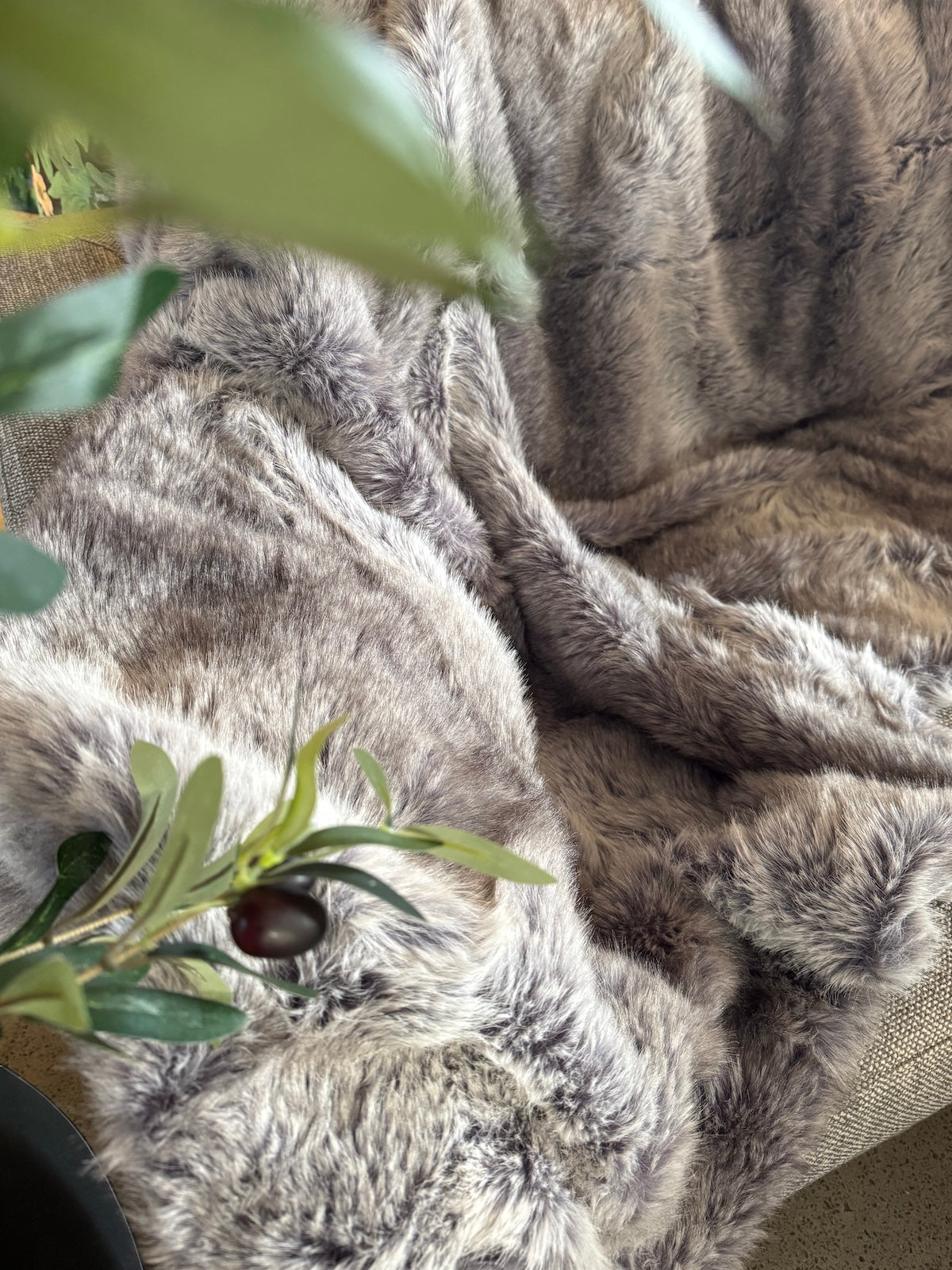 Silver Cloud Faux Fur Throw