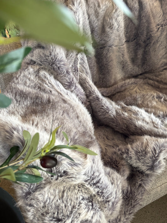 Silver Cloud Faux Fur Throw