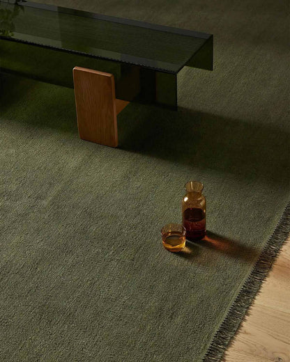 Emilio Linen Floor Rug | Kale