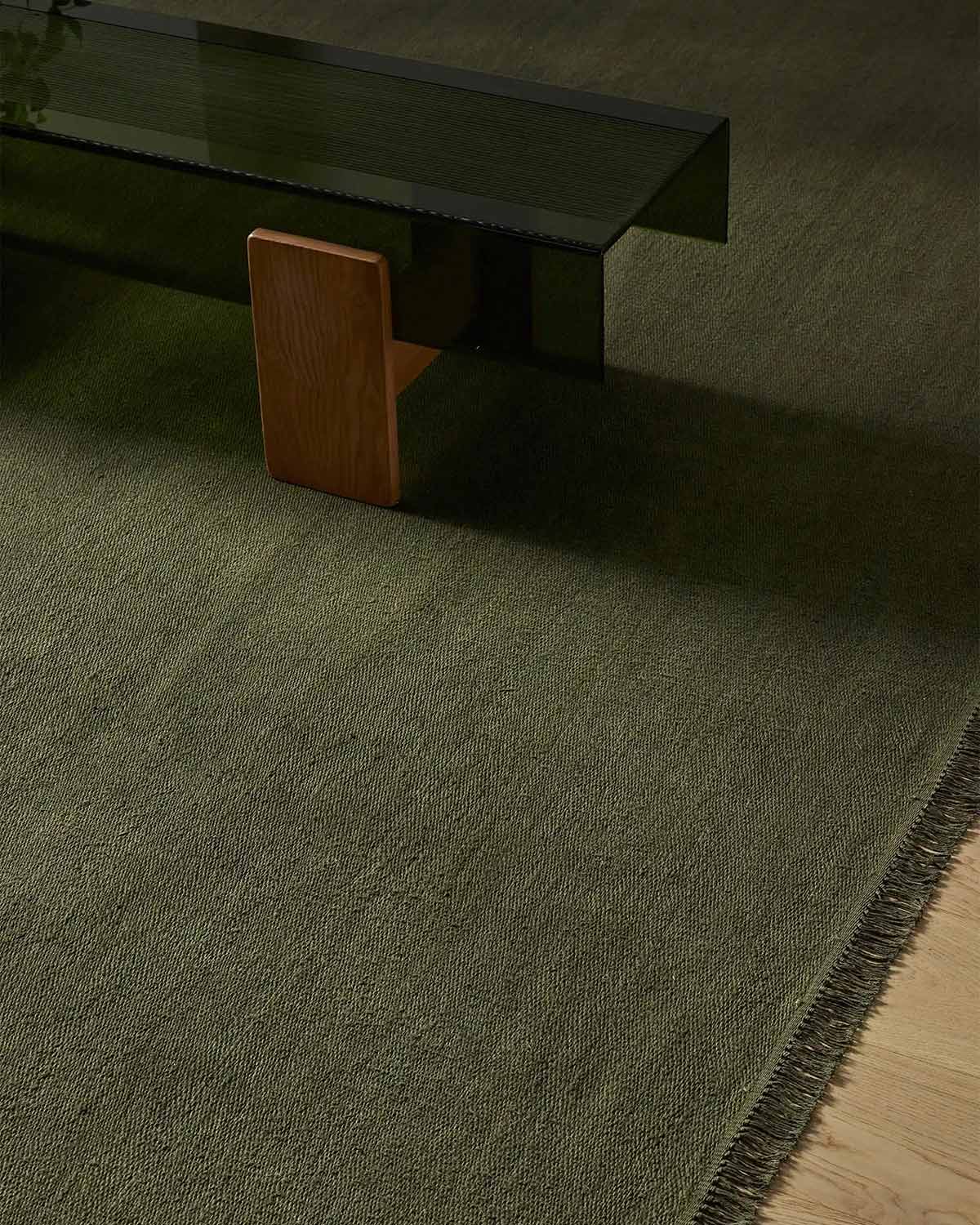 Emilio Linen Floor Rug | Kale