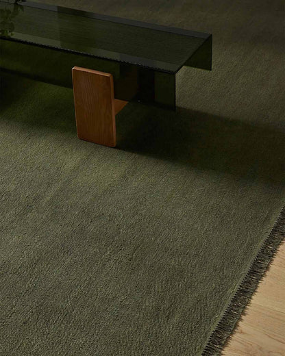 Emilio Linen Floor Rug | Kale