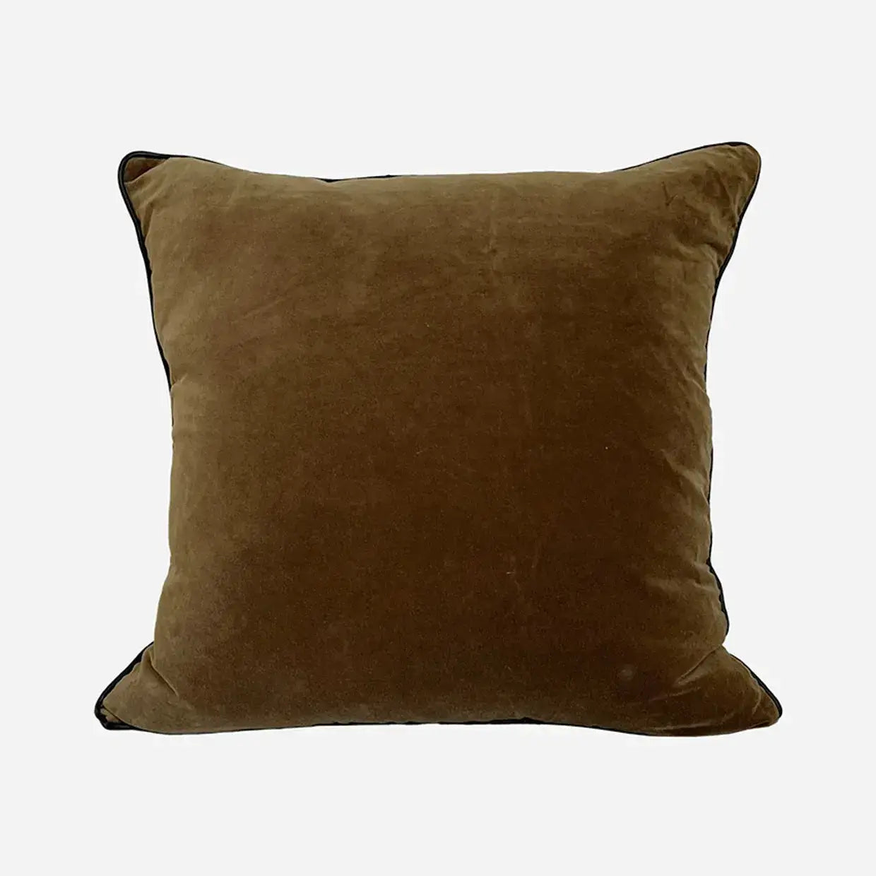 Piped Tobacco Velvet Cushion