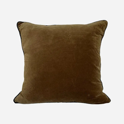 Piped Tobacco Velvet Cushion