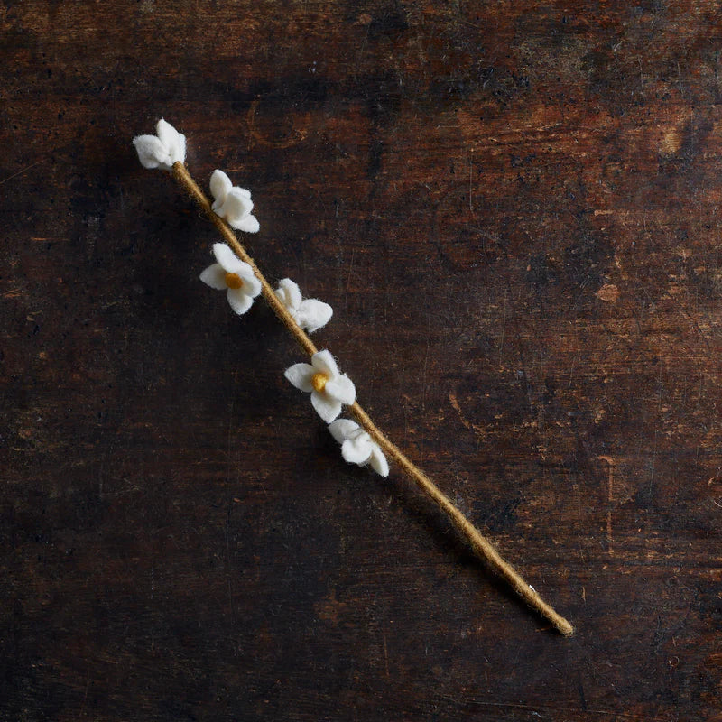 Felt Flowers on Stalk | White