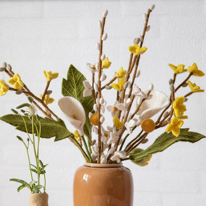 Felt Flowers on Stalk | White