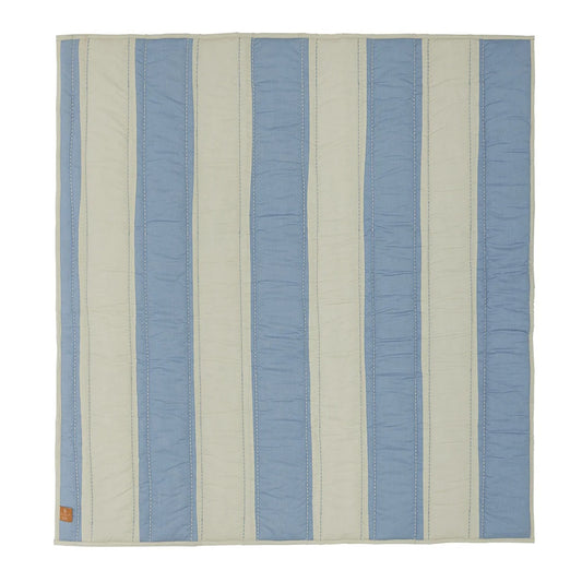 Stripped Quilted Blanket - Blue Clay