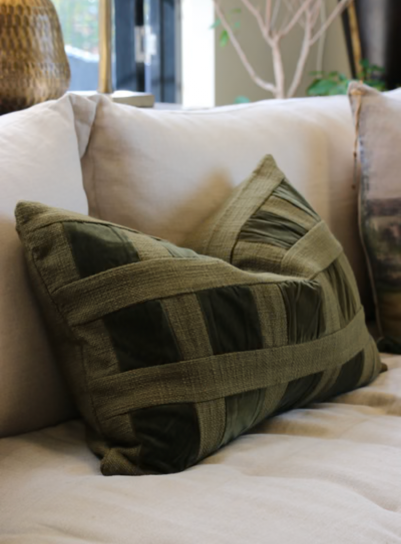 Emerald Checker Lumbar Cushion