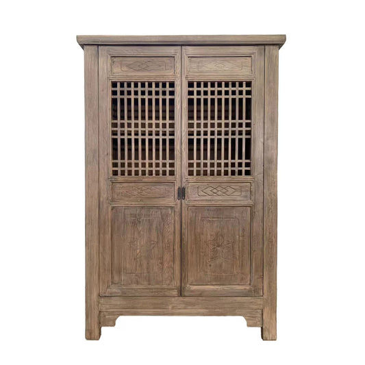 Drift Reclaimed Elm Carved 2 Door Cabinet