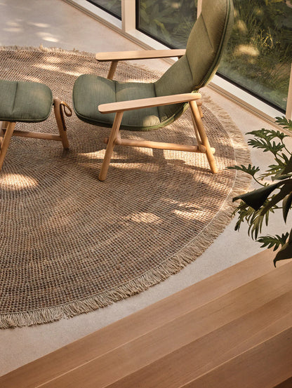 Reef Round Jute Rug | White
