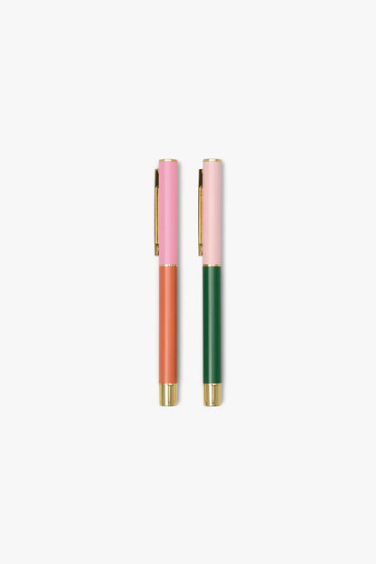 Colour Block Ballpoint Pens | Red, Orange & Emerald