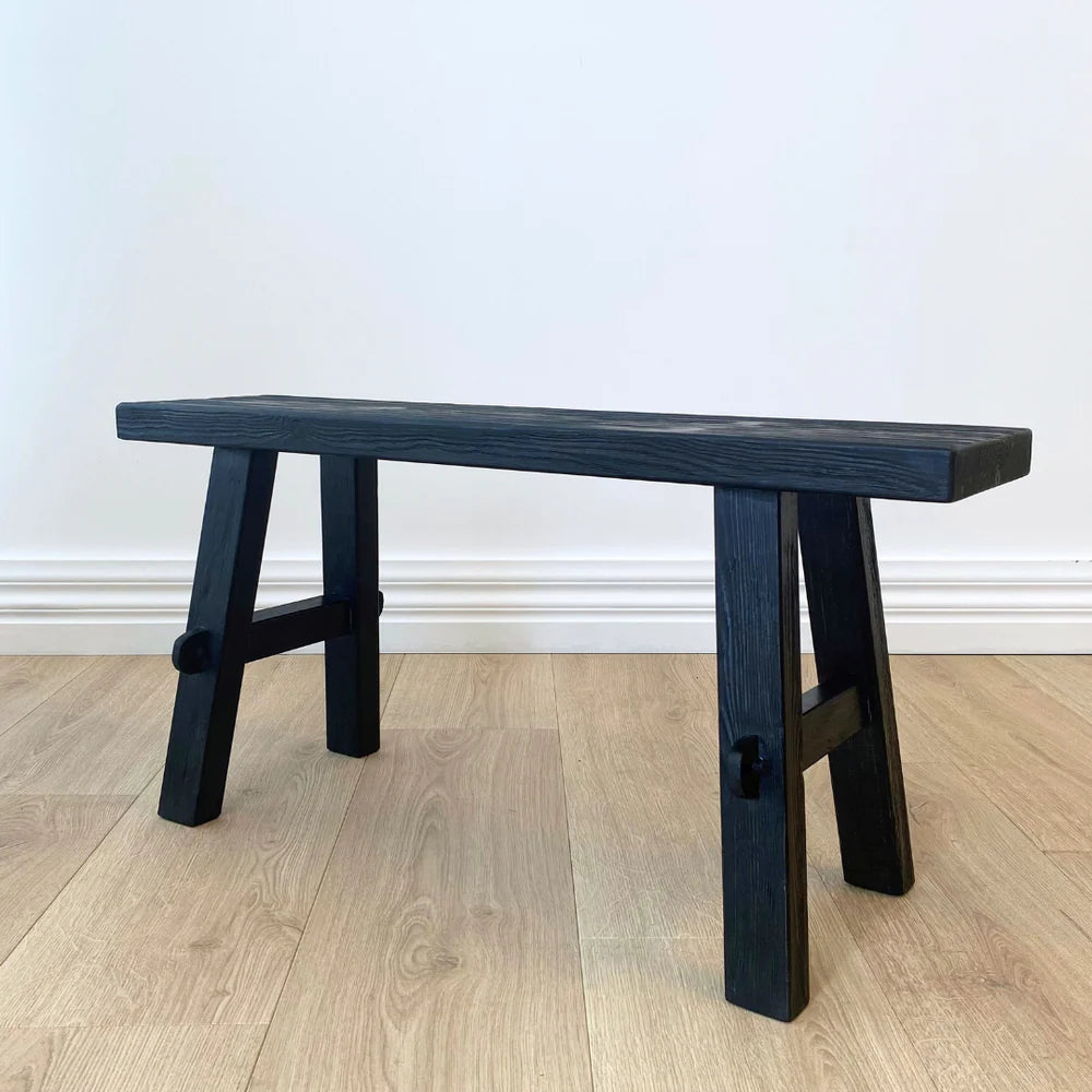 Reclaimed Wood Bench Medium | Black