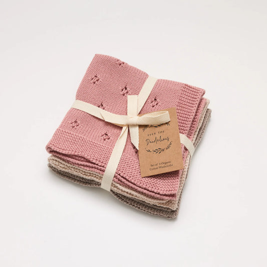 Organic Washcloth Set Rose