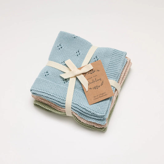 Organic Washcloth Set Sky Blue