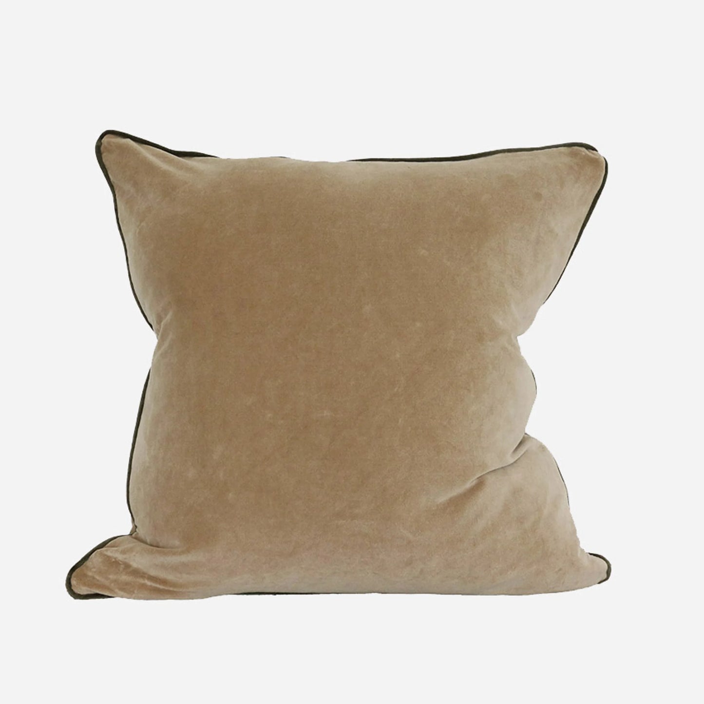 Piped Soft Ochre Velvet Cushion