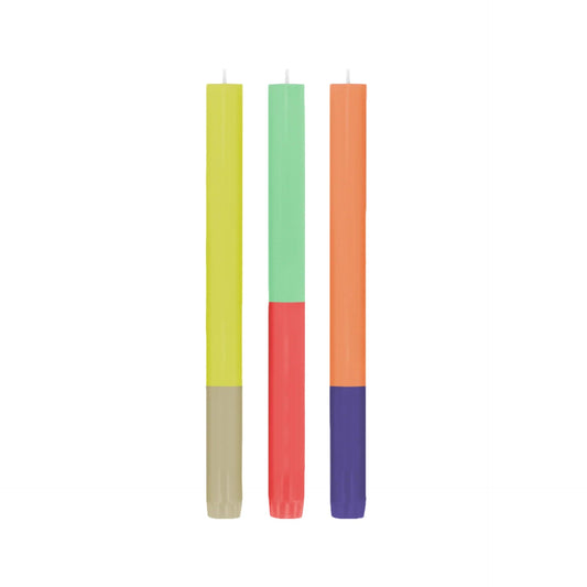 Colour-Blocked Set of 3 Candles | Ibiza