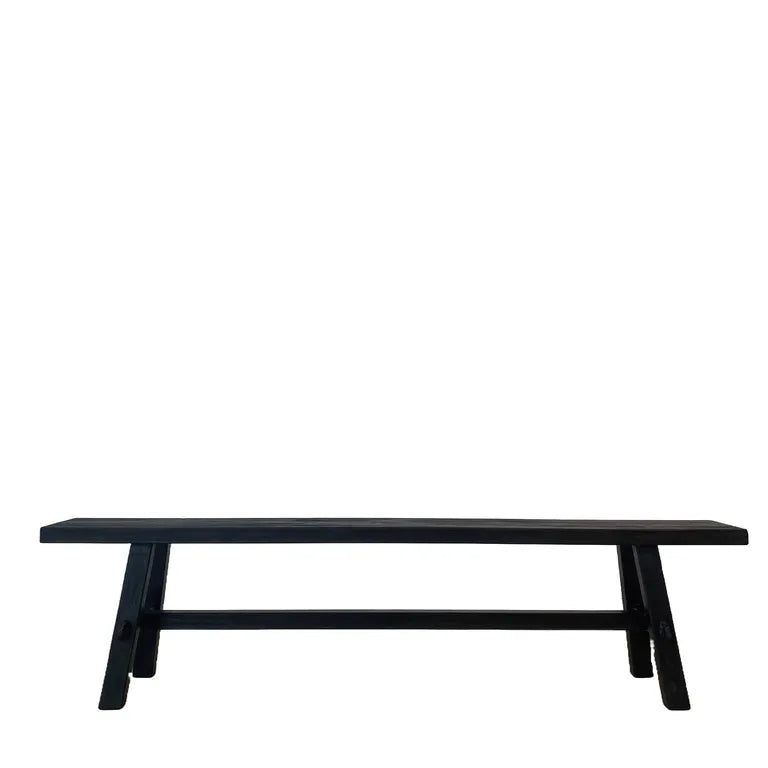 Reclaimed Wood Bench Long | Black