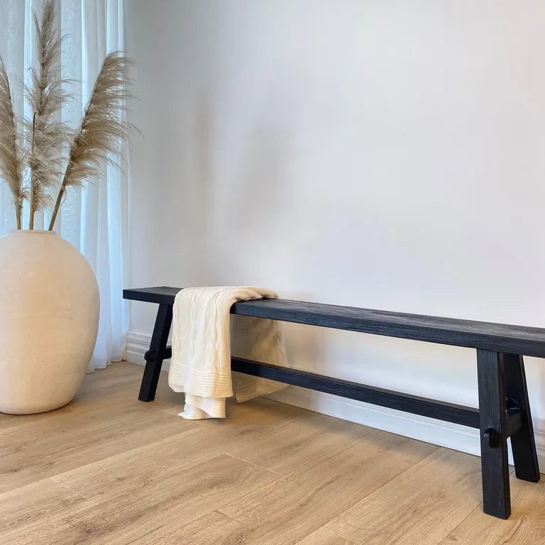 Reclaimed Wood Bench Long | Black