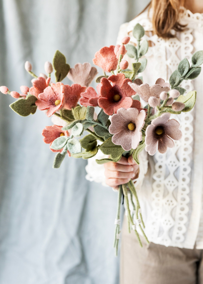 Hollyhock Felt Flower | Dusty Red