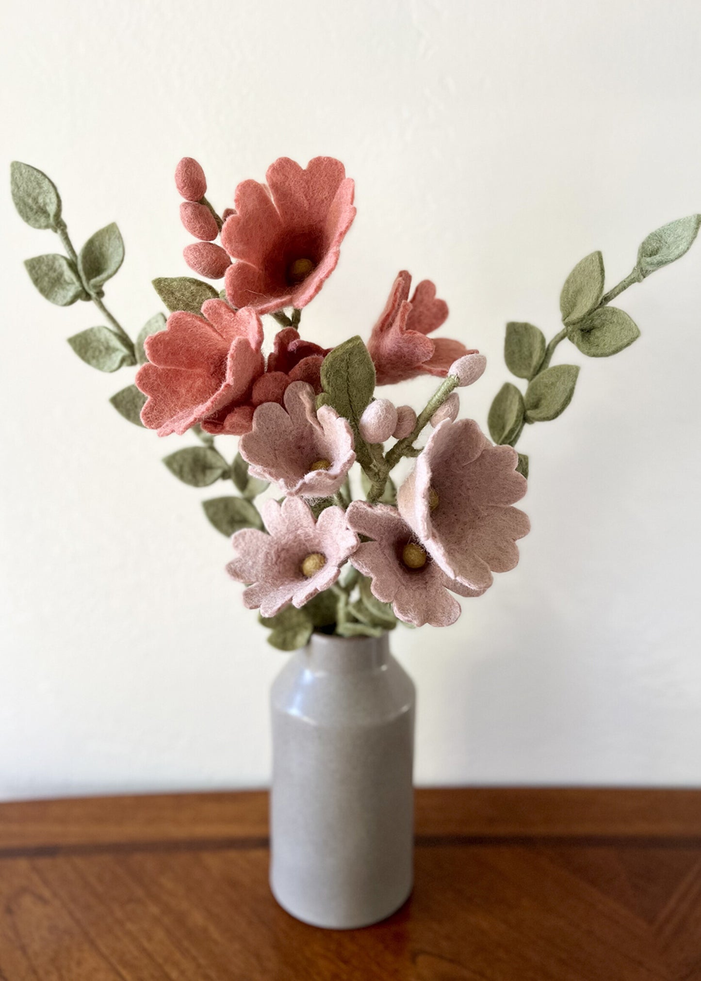 Hollyhock Felt Flower | Dusty Red
