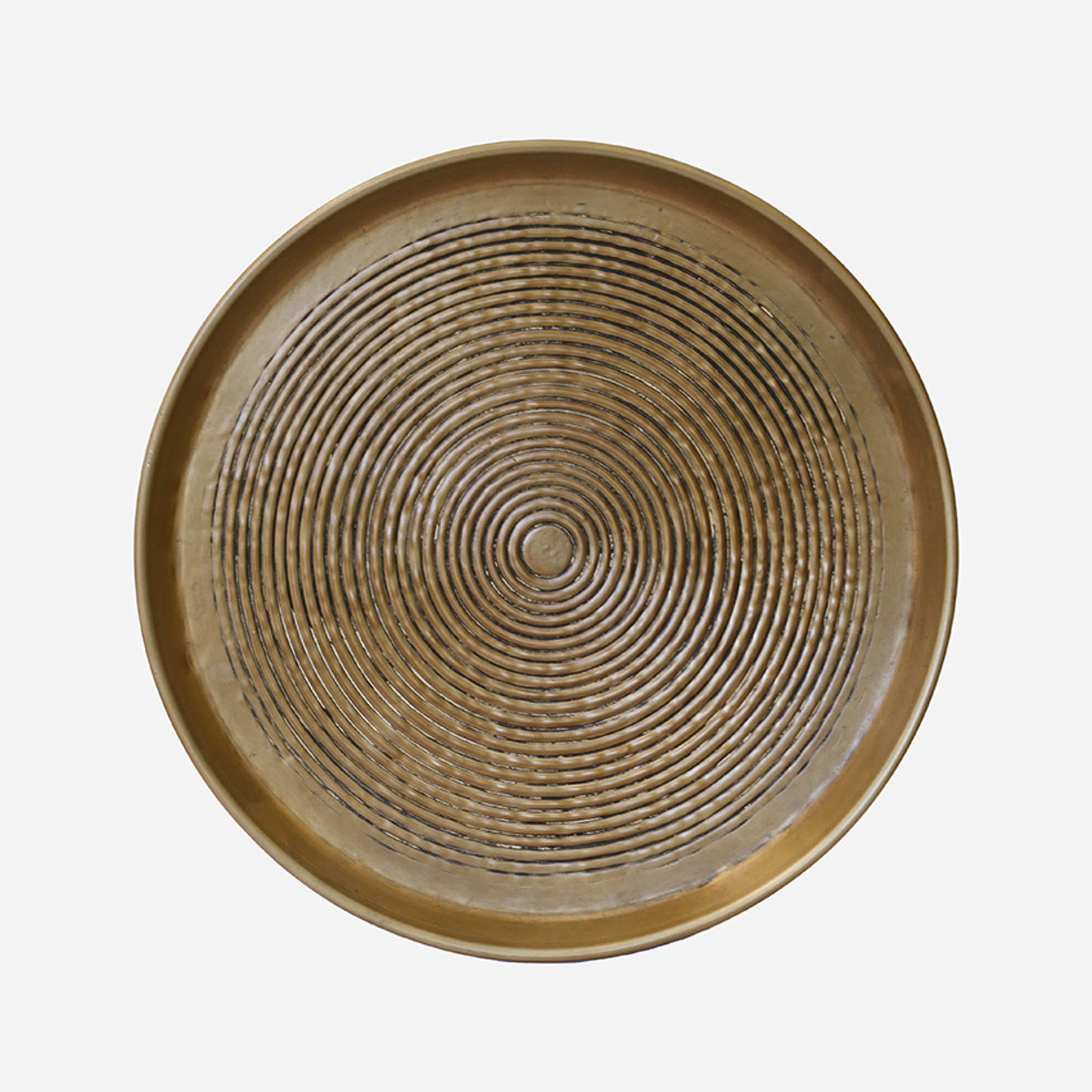 Calypso Round Antique Brass Finish Tray - 45cm