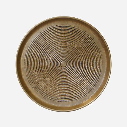 Calypso Round Antique Brass Finish Tray - 45cm