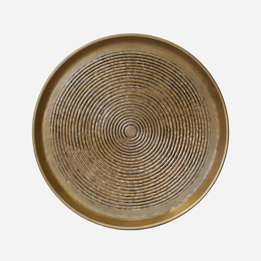 Calypso Round Antique Brass Finish Tray - 45cm